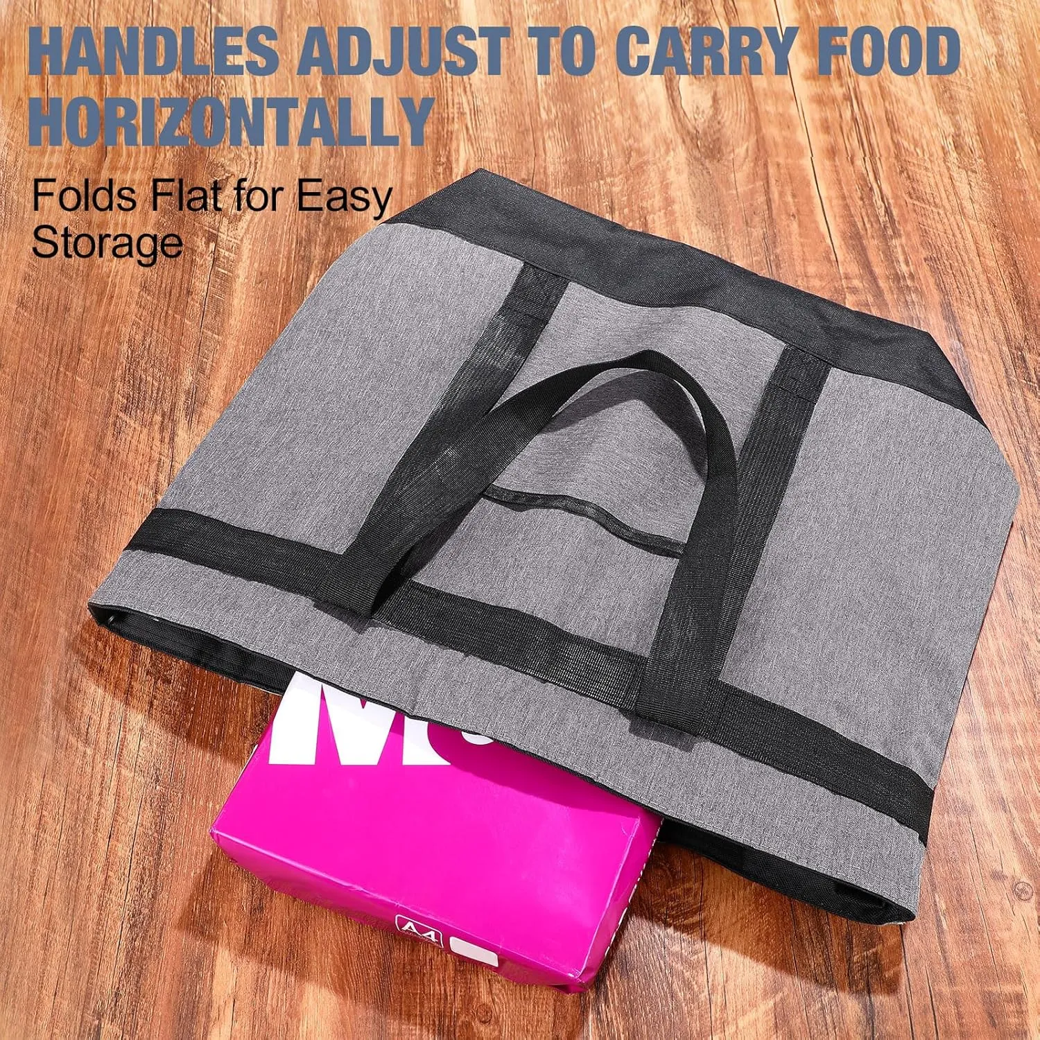 Pickmesh 6 Pcs Large Insulated Cooler Bags With Thermal Foam - Grocery Shopping Food Delivery Travel Beach Bags for Grocery, Travel, Beach (Gray Hemp)