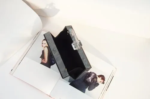 Pin Metallic Charcoal Acrylic Box Clutch