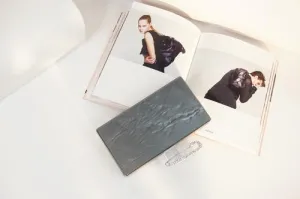 Pin Metallic Charcoal Acrylic Box Clutch