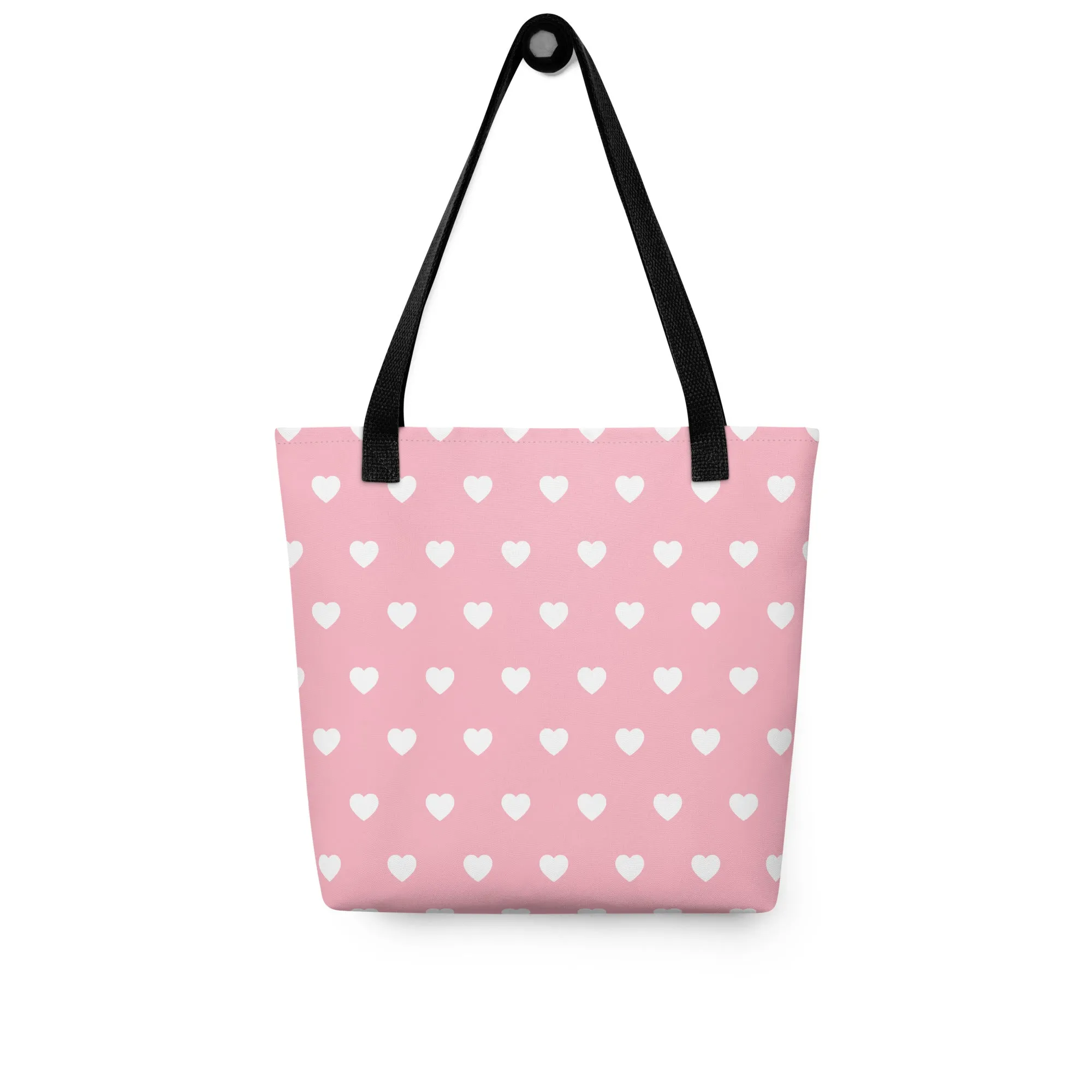Pink & White Heart All Over Print Tote Bag