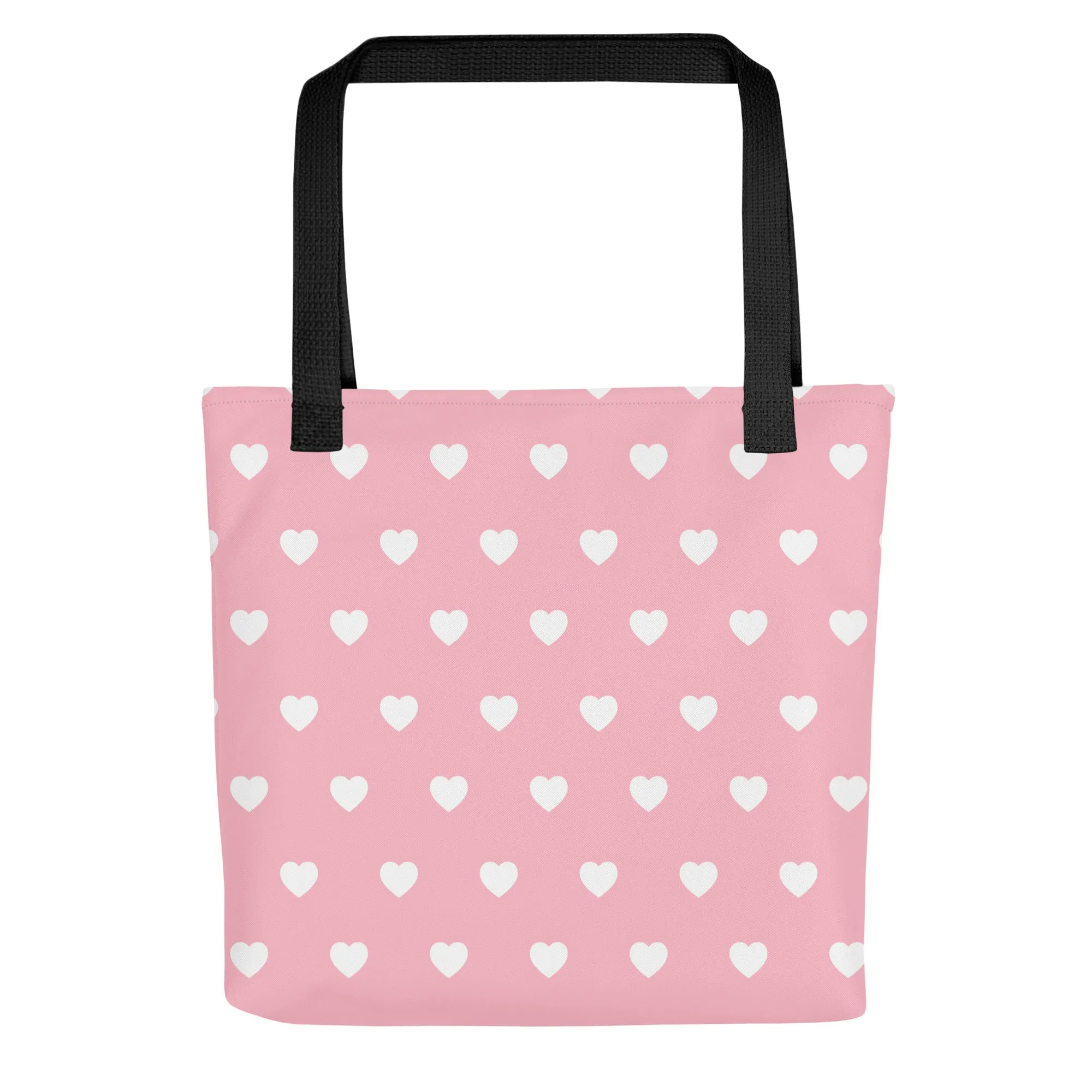 Pink & White Heart All Over Print Tote Bag