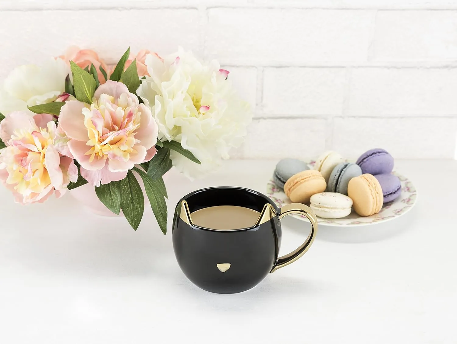Pinky Up Chloe Black Cat Ceramic Coffee Mugs, Hot Tea Cups, Cute Travel Mug, Latte Cup, Drinking Glasses for Chocolate, Milk, Cocktails, Mocktails, Home Kitchen, 12 oz, Set of 1