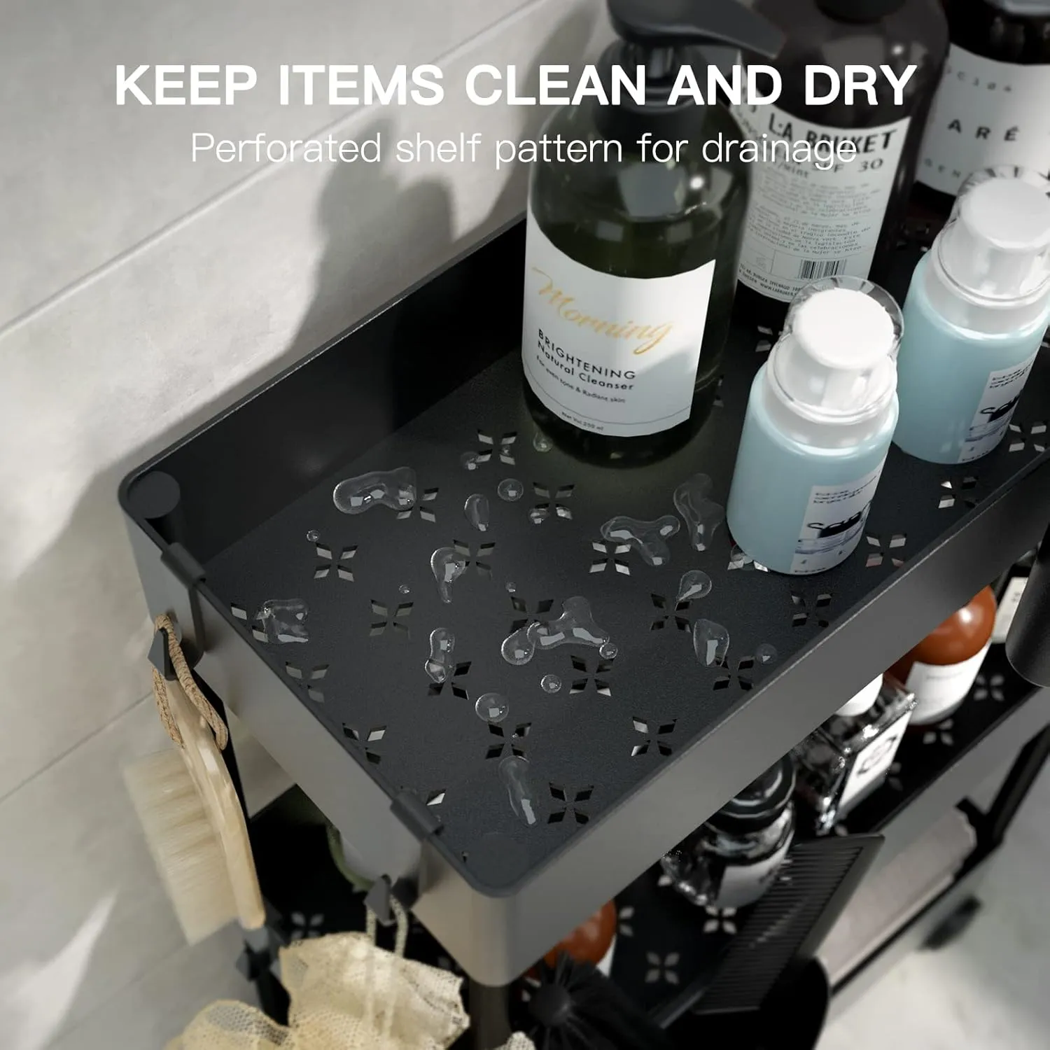 Pipishell Slim Storage Cart with Wheels, Bathroom Cart Organizer Bathroom Storage Small, Rolling Cart for Bathroom, Laundry Room, Kitchen, Narrow Space, Black PIUC04
