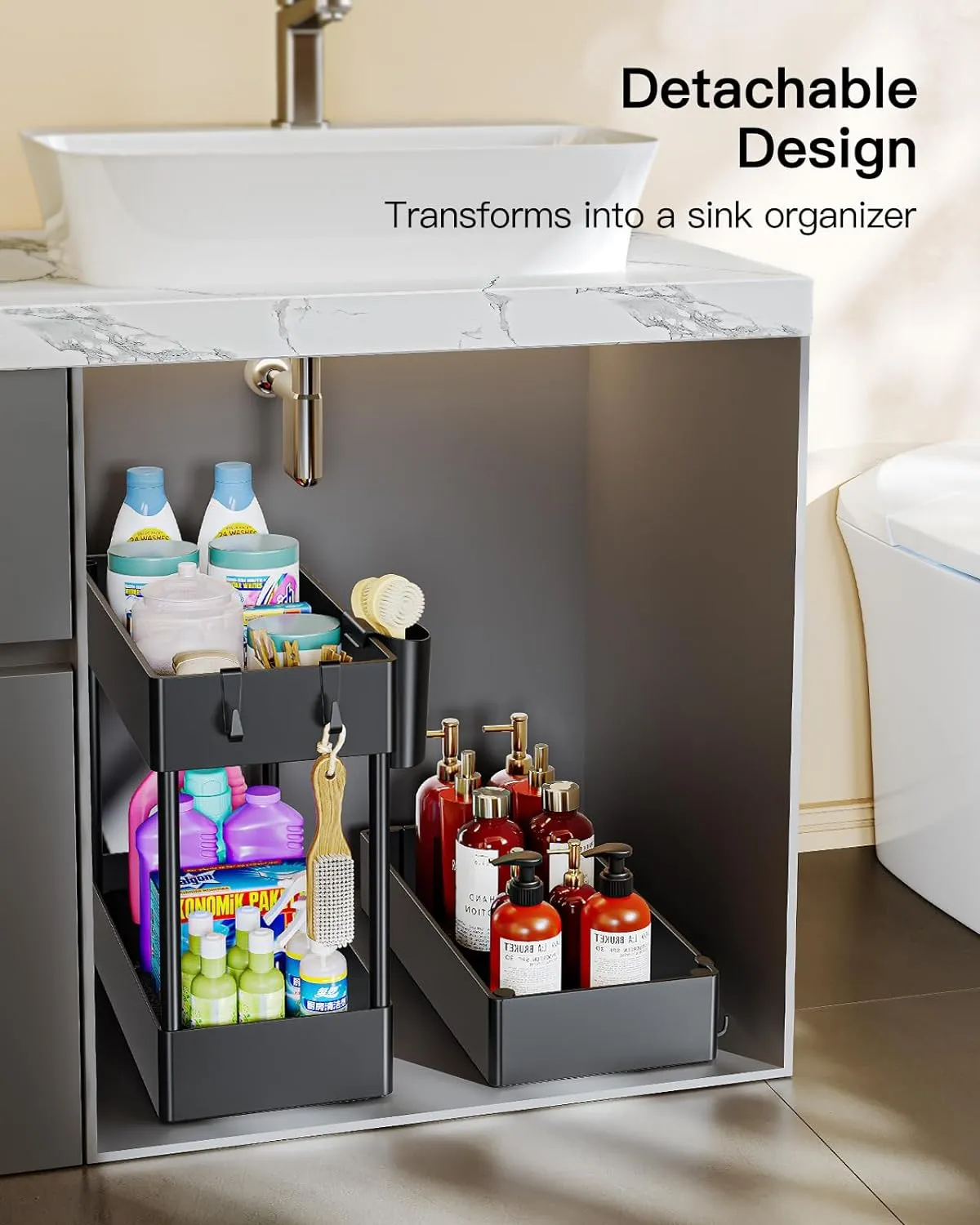 Pipishell Slim Storage Cart with Wheels, Bathroom Cart Organizer Bathroom Storage Small, Rolling Cart for Bathroom, Laundry Room, Kitchen, Narrow Space, Black PIUC04