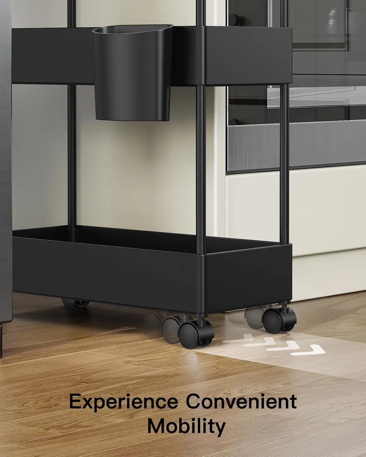 Pipishell Slim Storage Cart with Wheels, Bathroom Cart Organizer Bathroom Storage Small, Rolling Cart for Bathroom, Laundry Room, Kitchen, Narrow Space, Black PIUC04