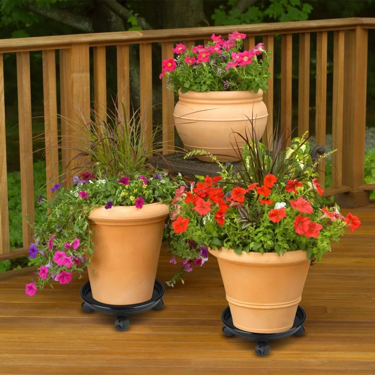 Plant Caddy with Wheels 15.5 Inch - 2 Pack Plant Caddy on Wheels Heavy Duty,Plant Dolly Plant Tray with Wheels Planter Caddies Indoor/Outdoor, Black