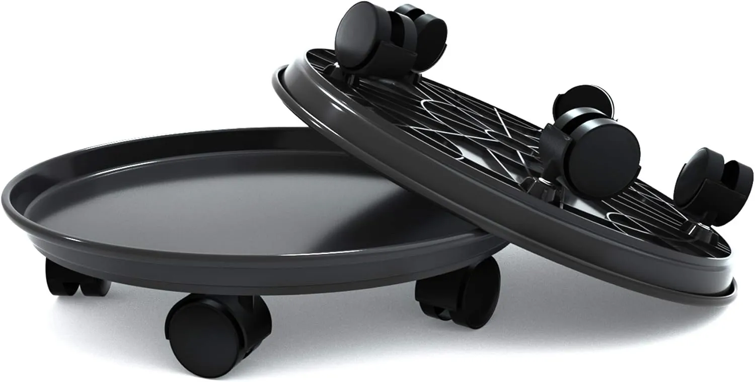 Plant Caddy with Wheels 15.5 Inch - 2 Pack Plant Caddy on Wheels Heavy Duty,Plant Dolly Plant Tray with Wheels Planter Caddies Indoor/Outdoor, Black