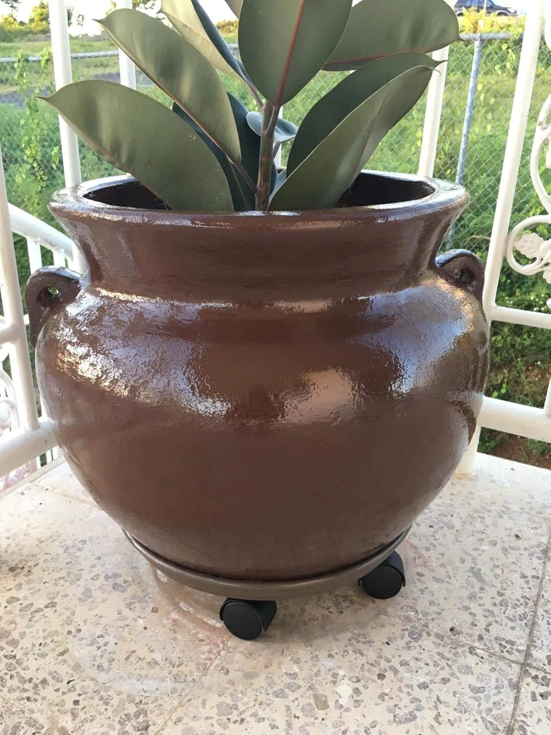 Plant Caddy with Wheels 15.5 Inch - 2 Pack Plant Caddy on Wheels Heavy Duty,Plant Dolly Plant Tray with Wheels Planter Caddies Indoor/Outdoor, Brown