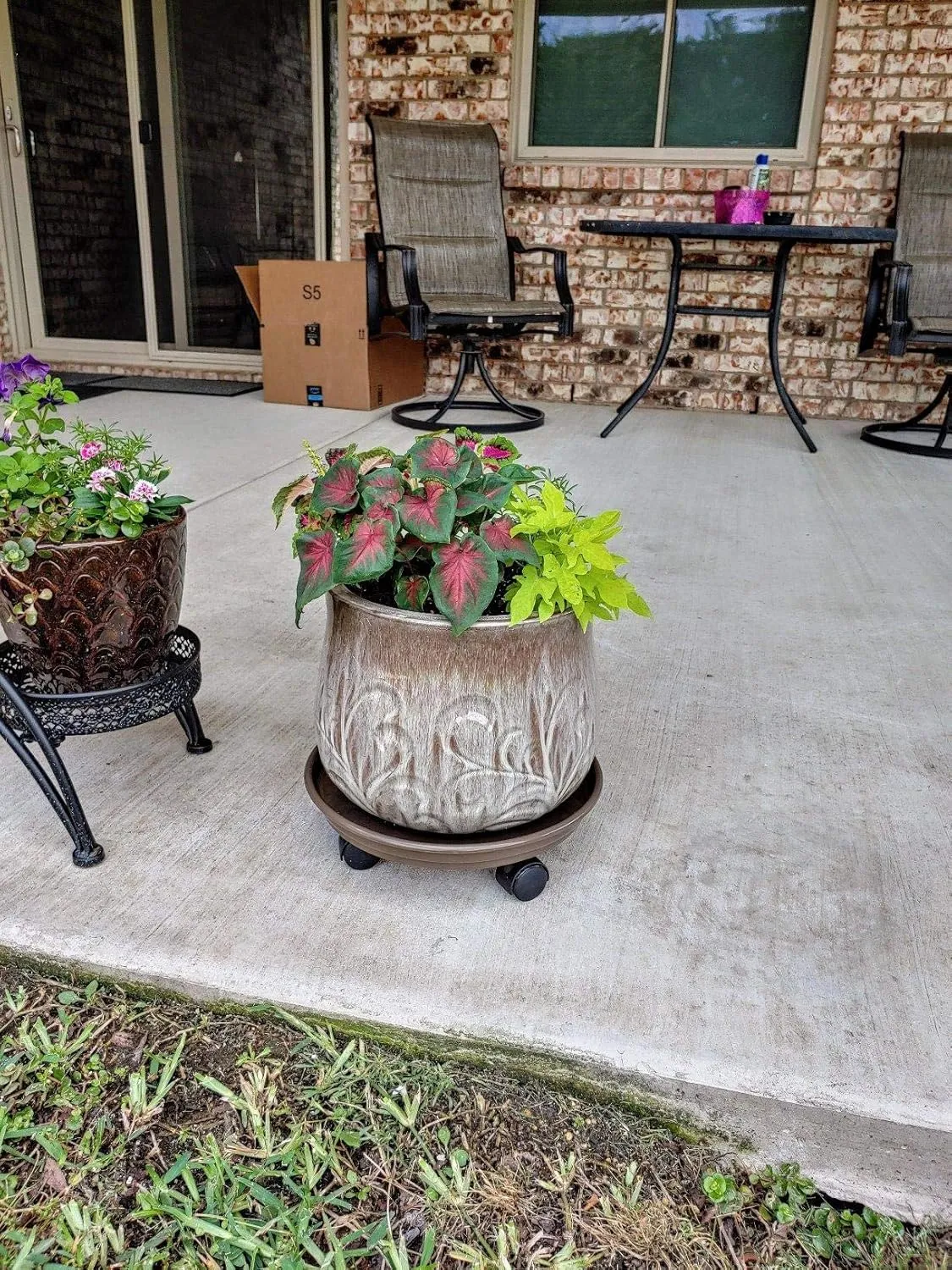 Plant Caddy with Wheels 15.5 Inch - 2 Pack Plant Caddy on Wheels Heavy Duty,Plant Dolly Plant Tray with Wheels Planter Caddies Indoor/Outdoor, Brown
