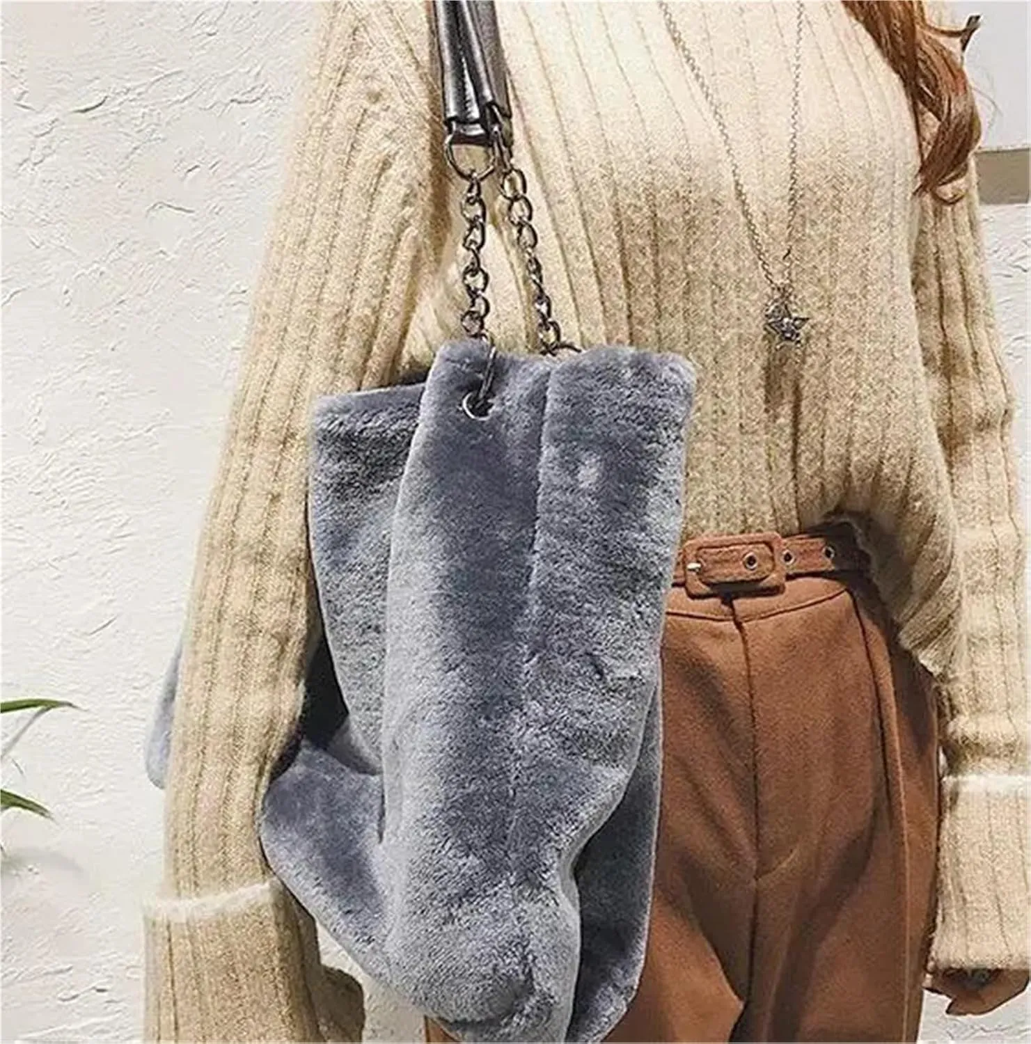Plush Bag Handbag Fur Big Bag Large Tote Bag for Women Large Capacity Shopping Bag