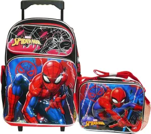 Pod Marvel Spiderman 16" Large Rolling School Backpack with Lunch Bag