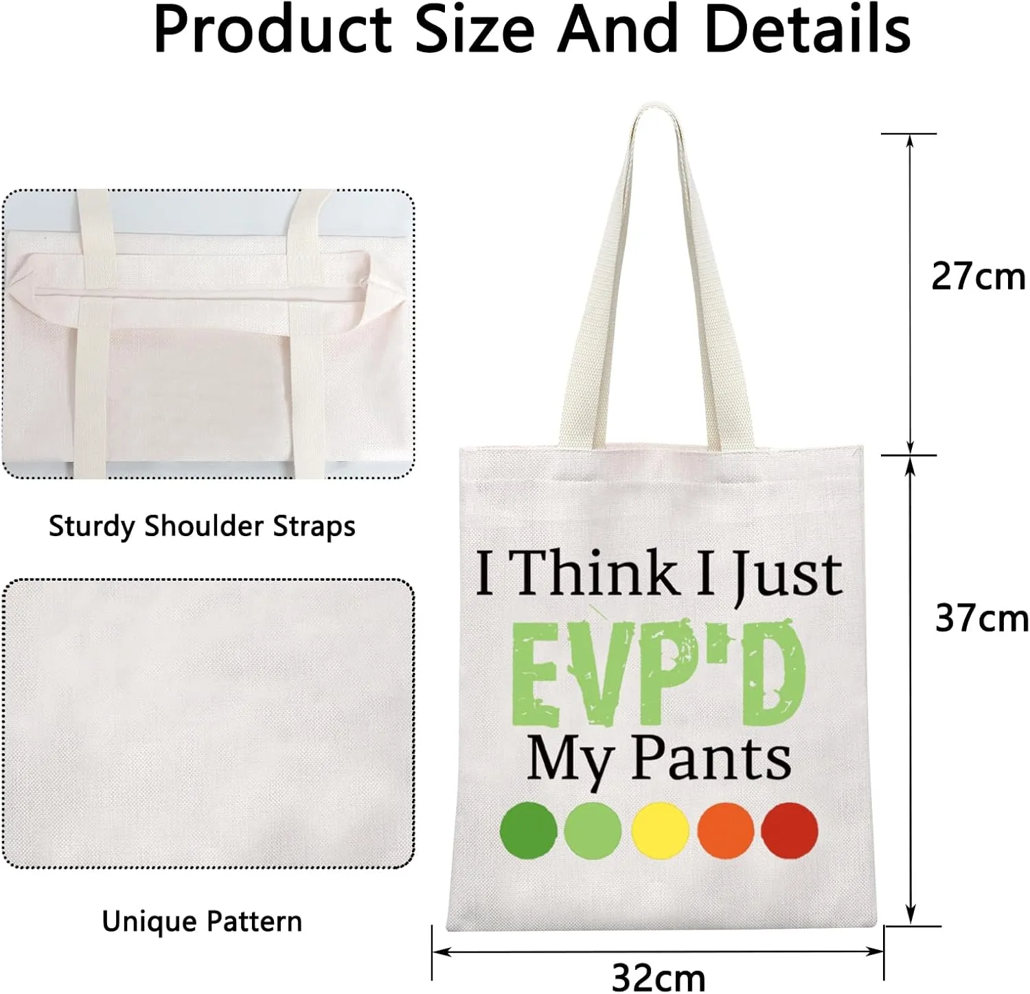 POFULL Ghost Hunting Tote Bag - Paranormal Gift for Ghost Adventurers (I Think I Just Evp'd My Pants)