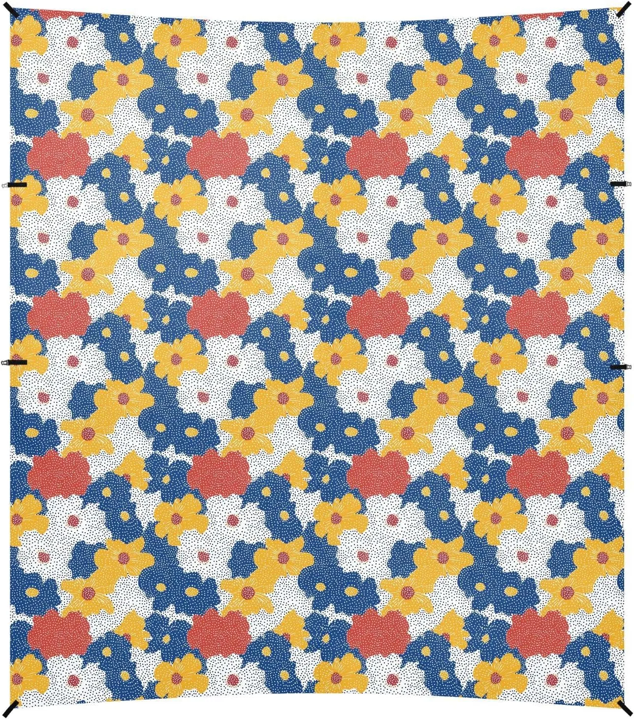 Polka Dot Flower Vector Flower Foldable Beach Canopy UPF50  Easy Setup Large Sun Shade with Sand Shovel for Backyard, Grassland, Park