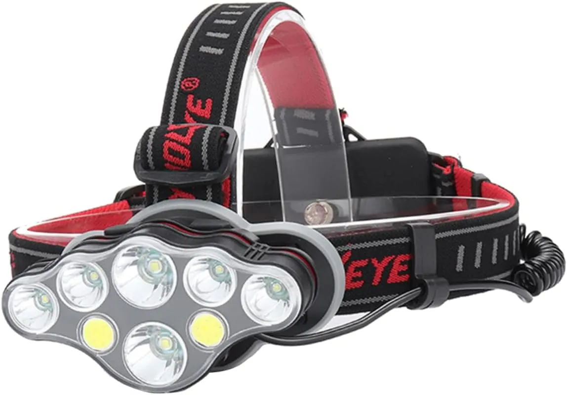 POPETPOP USB Rechargeable Headlamp 8 Led Cob Light Easy to Use Waterproof Ideal for Camping Hiking Emergency
