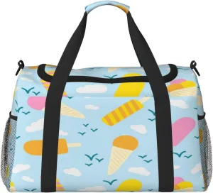Popsicle Ice Cream Clouds Travel Duffel Bag Large Foldable Waterproof Overnight Bag For Beach Swim Bags Pool Sports Gym