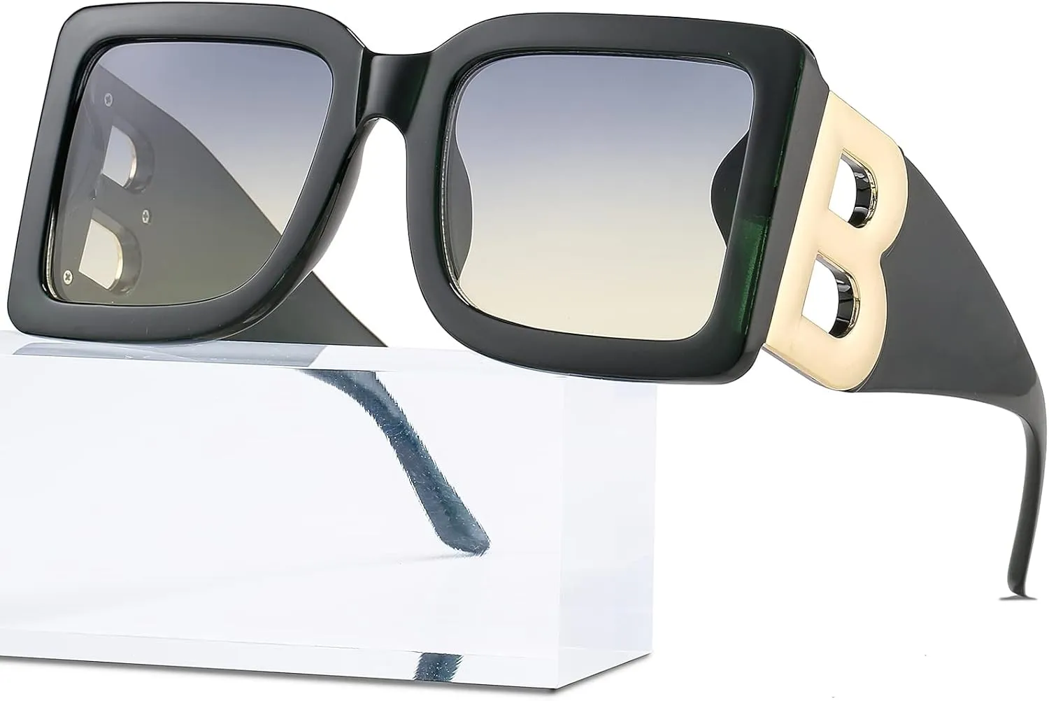 PORADAY Fashion Large Square Sunglasses for Women Men Trendy Black Thick Frame Luxury Designer Sun Glasses Modern Big Frame