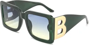 PORADAY Fashion Large Square Sunglasses for Women Men Trendy Black Thick Frame Luxury Designer Sun Glasses Modern Big Frame