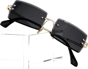 PORADAY Rectangle Sunglasses for Women Men Vintage Rimless Square Sun Glasses Candy Color