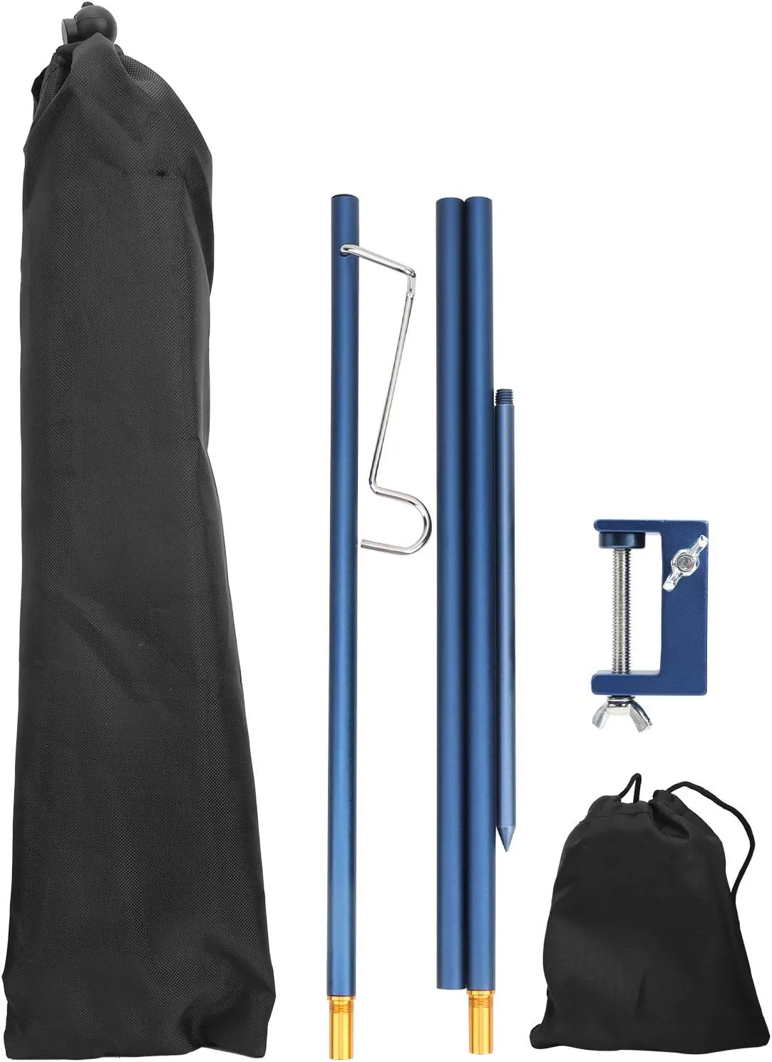 Portable Aluminum Alloy Stand | Foldable Camping Lantern Holder for Outdoor BBQ/Picnic/Hiking | Stainless Steel Hook & Ground Nail Included | 2 Storage Bags