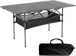 Portable Camping Table Folding Outdoor Table with Large Storage Organizer and Carrying Bags Aluminum Rolling Table Collapsible Picnic Table for Beach BBQ Travel Party Patio Picnic Indoor Outdo