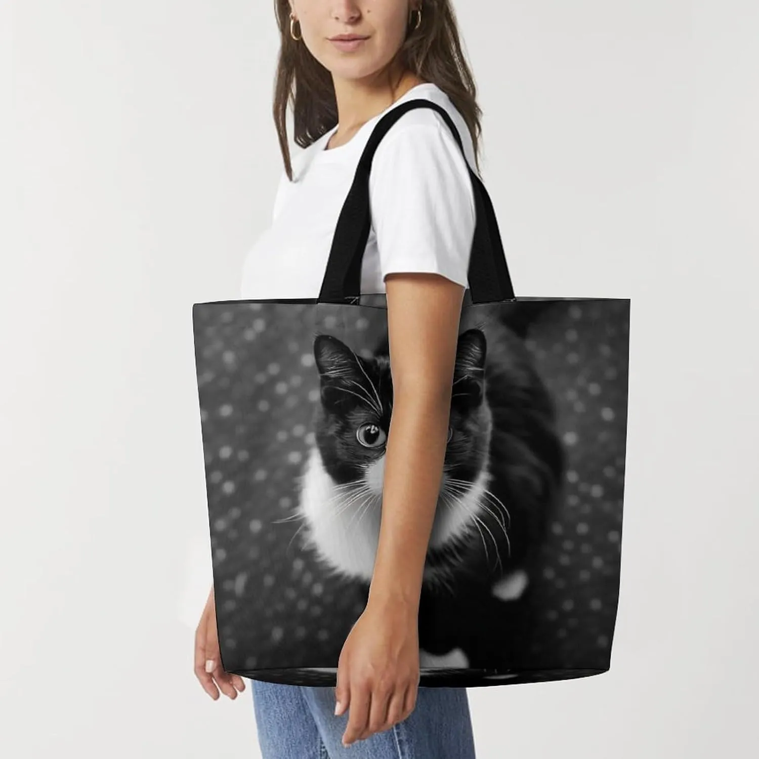 Portable Large Tote Bag for Women, Reusable Grocery Shoulder Bag Multipurpose Shopping Bags