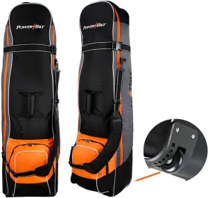 Powerbilt TPS Deluxe Wheeled Golf Travel Cover, Black/Gray/Orange Padded Golf Club Travel Bags for Airlines with Wheels