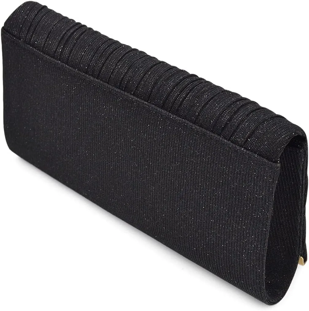 Premium Pleated Metallic Glitter Mesh Clutch Evening Bag Handbag