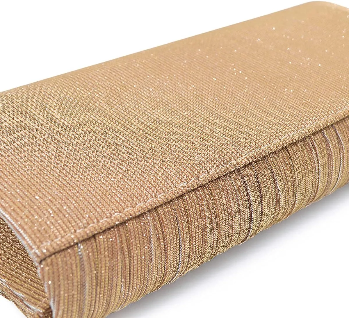 Premium Pleated Metallic Glitter Mesh Clutch Evening Bag Handbag