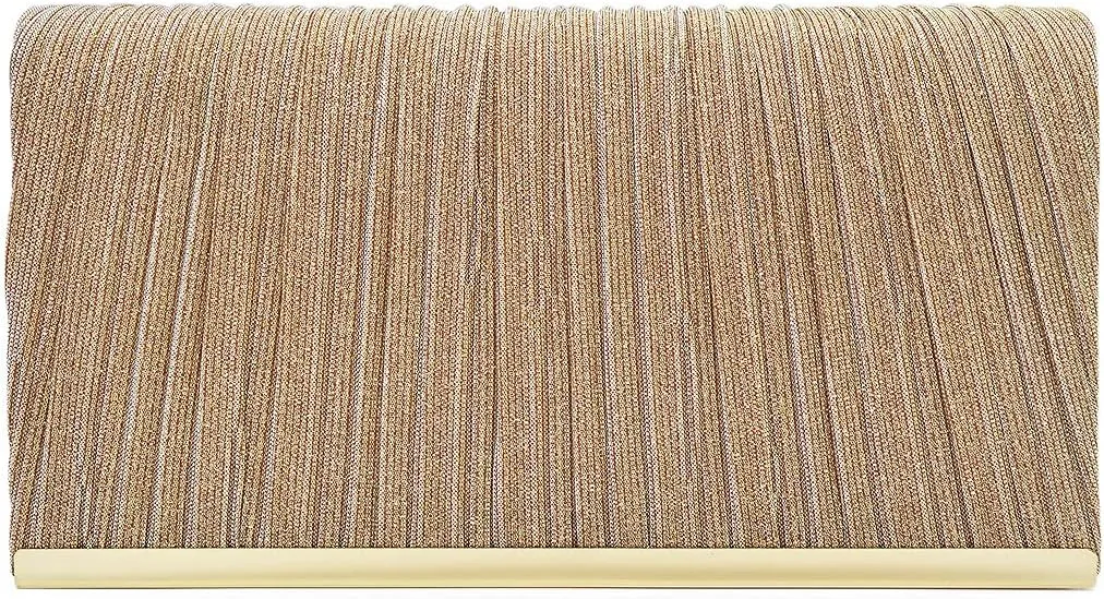 Premium Pleated Metallic Glitter Mesh Clutch Evening Bag Handbag