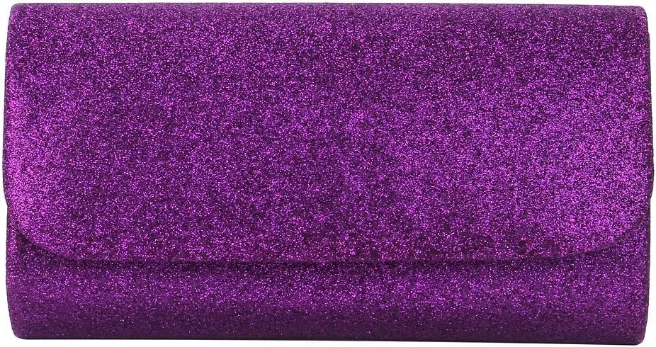 Premium Small Metallic Glitter Flap Clutch Evening Bag Handbag