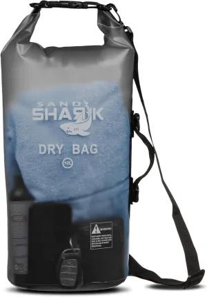 Premium Waterproof Dry Bag by SandShark Transparent 10 & 20 Liter Floating Sack w/Large Inside Pocket for Boating, Beach and Watersports - Side and Shoulder Strap – Roll Top Keeps Gear Dry.