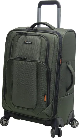 Presidential Designer Luggage Collection - Expandable Softside 21 Inch Carry on Bag - Durable Lightweight Suitcase with 8-Rolling Spinner Wheels (Olive)