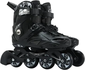Professional Inline Skates - Unisex Fitness Roller Skates for Adults & Kids, Adjustable Size 4-12, Premium Wheels, Durable Construction, Enhanced Safety (Black)