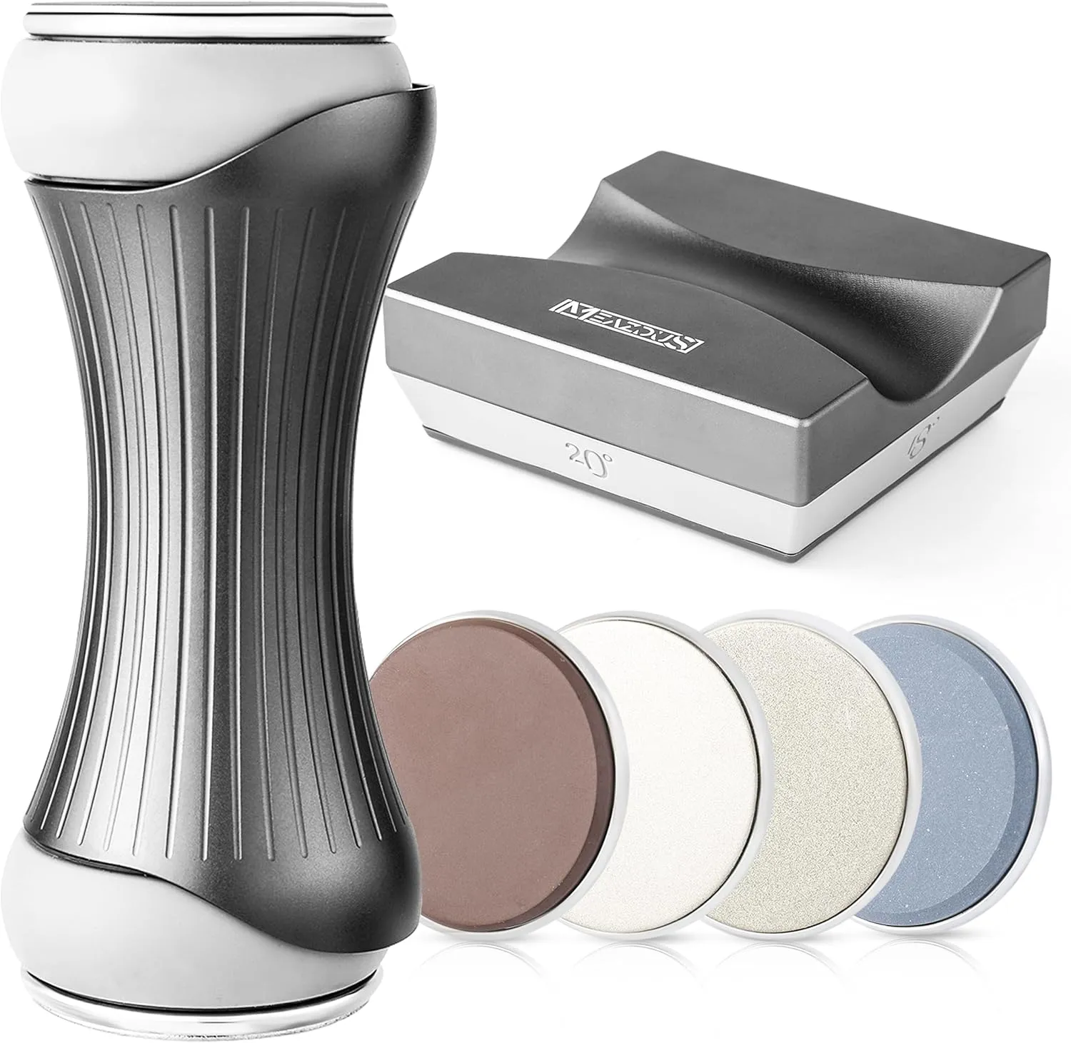 Professional Rolling Knife Sharpener - Knife Sharpener Rolling Kit - 4 Sharpening Angles - 4 Discs 360, 600, 1000, & 3000 Grit - Extremely Durable Rolling Sharpener for All Knives