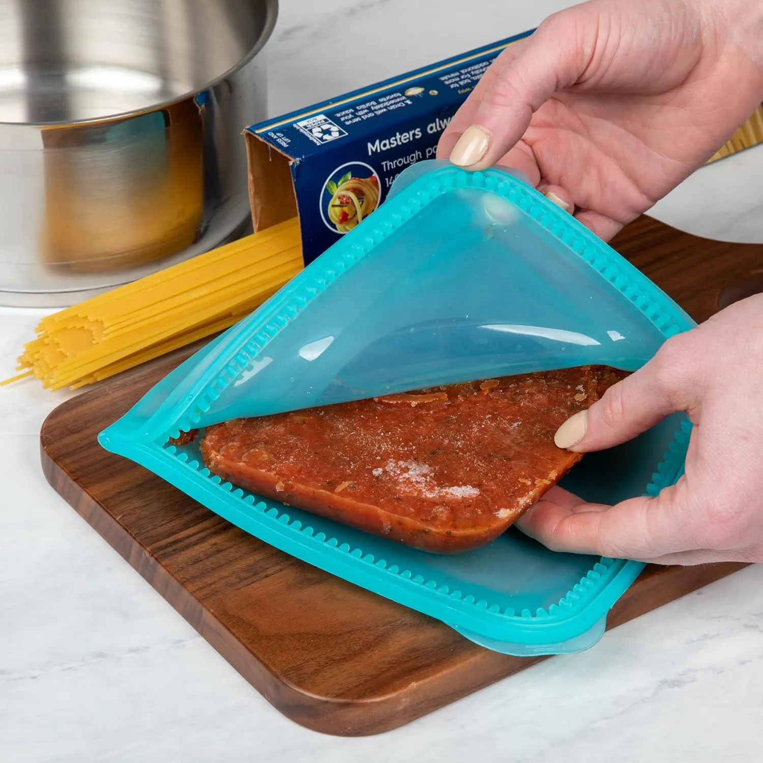 Progressive International ProKeeper Dual-Zipper 100% Silicone Sandwich Bag, Teal (Pack of 2)