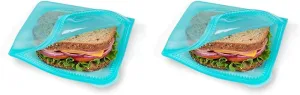 Progressive International ProKeeper Dual-Zipper 100% Silicone Sandwich Bag, Teal (Pack of 2)
