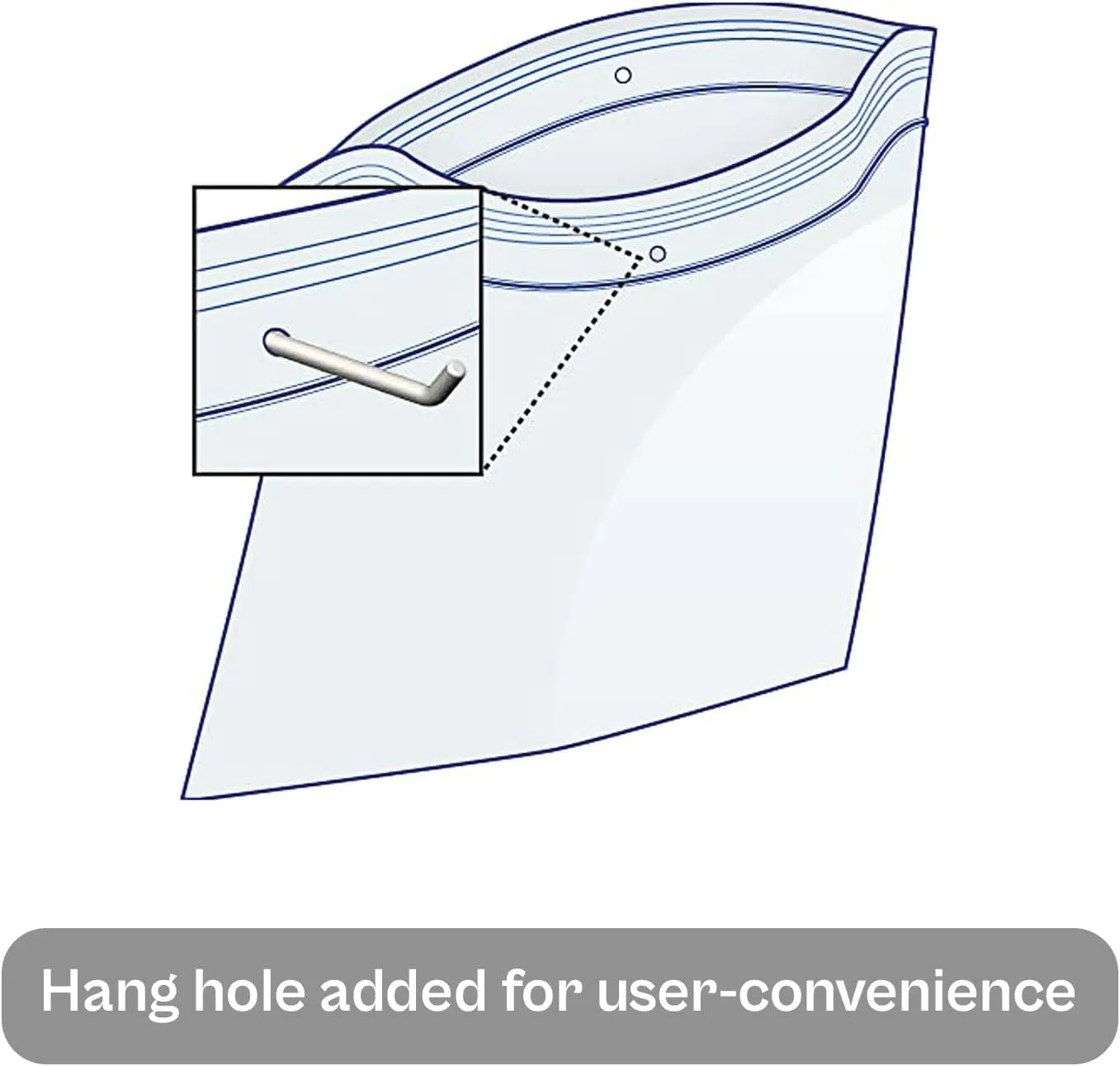 PSBM Clear Hang Hole Poly Bag, Reclosable Plastic Bags, 6 x 9 Inch, 2 Mil, 1000 Pack