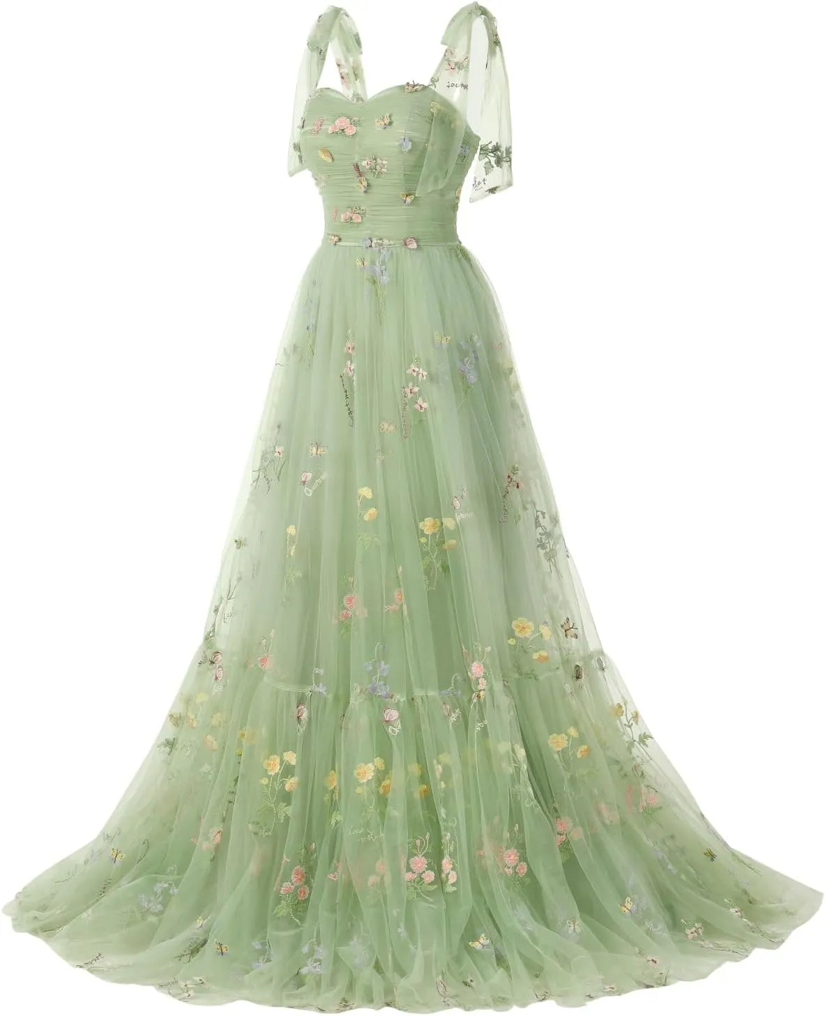 Puffy Sleeve Fairy Prom Dresses 2025 Flower Embroidery Tulles Formal Party Gowns Flower Ball Gown for Women RO011