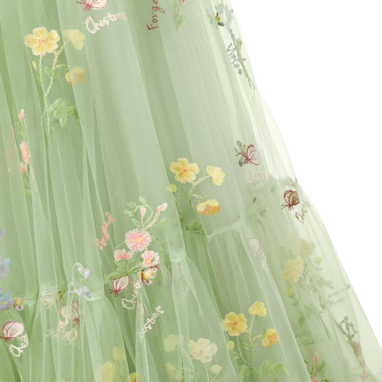 Puffy Sleeve Fairy Prom Dresses 2025 Flower Embroidery Tulles Formal Party Gowns Flower Ball Gown for Women RO011