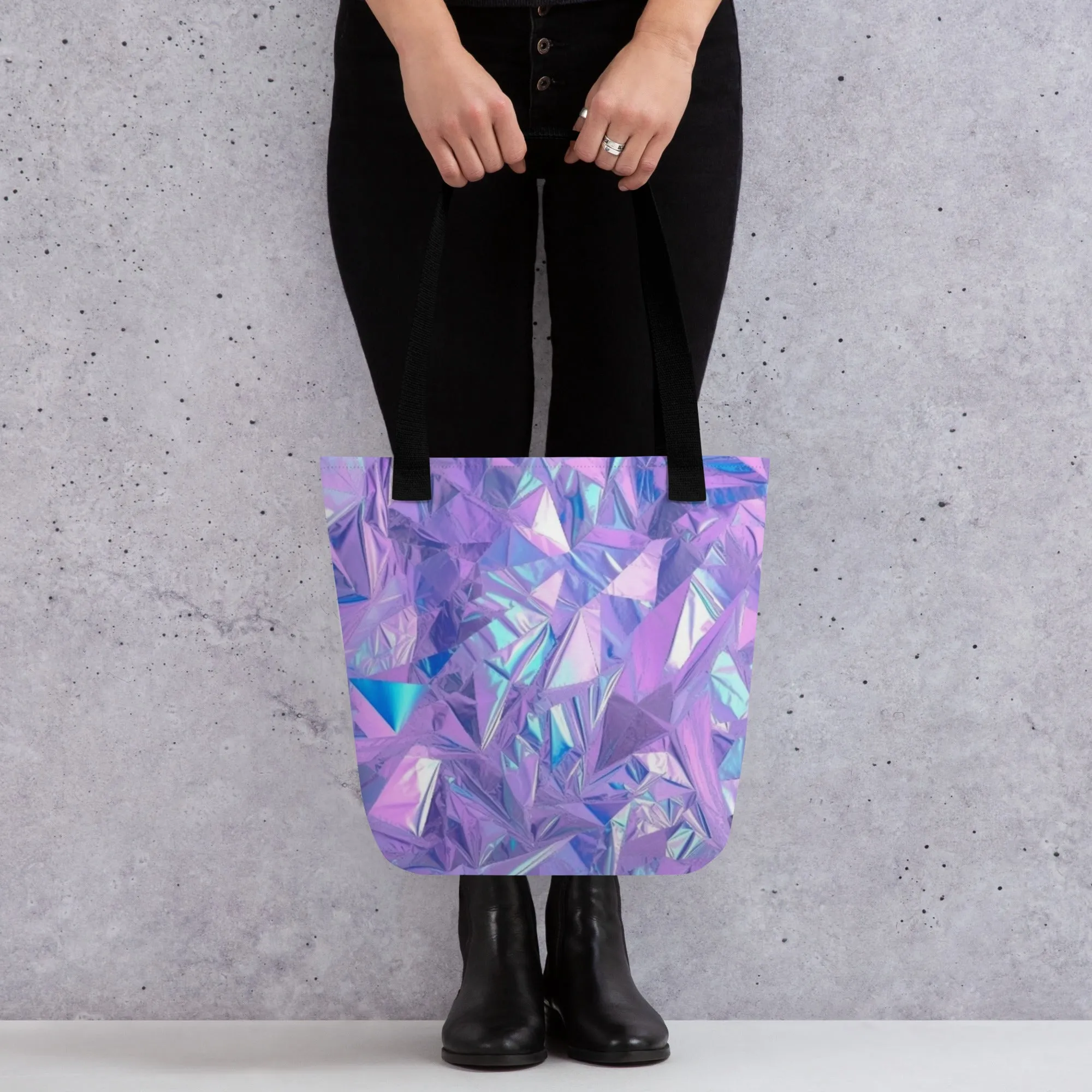 Purple Fractals All Over Print Tote Bag