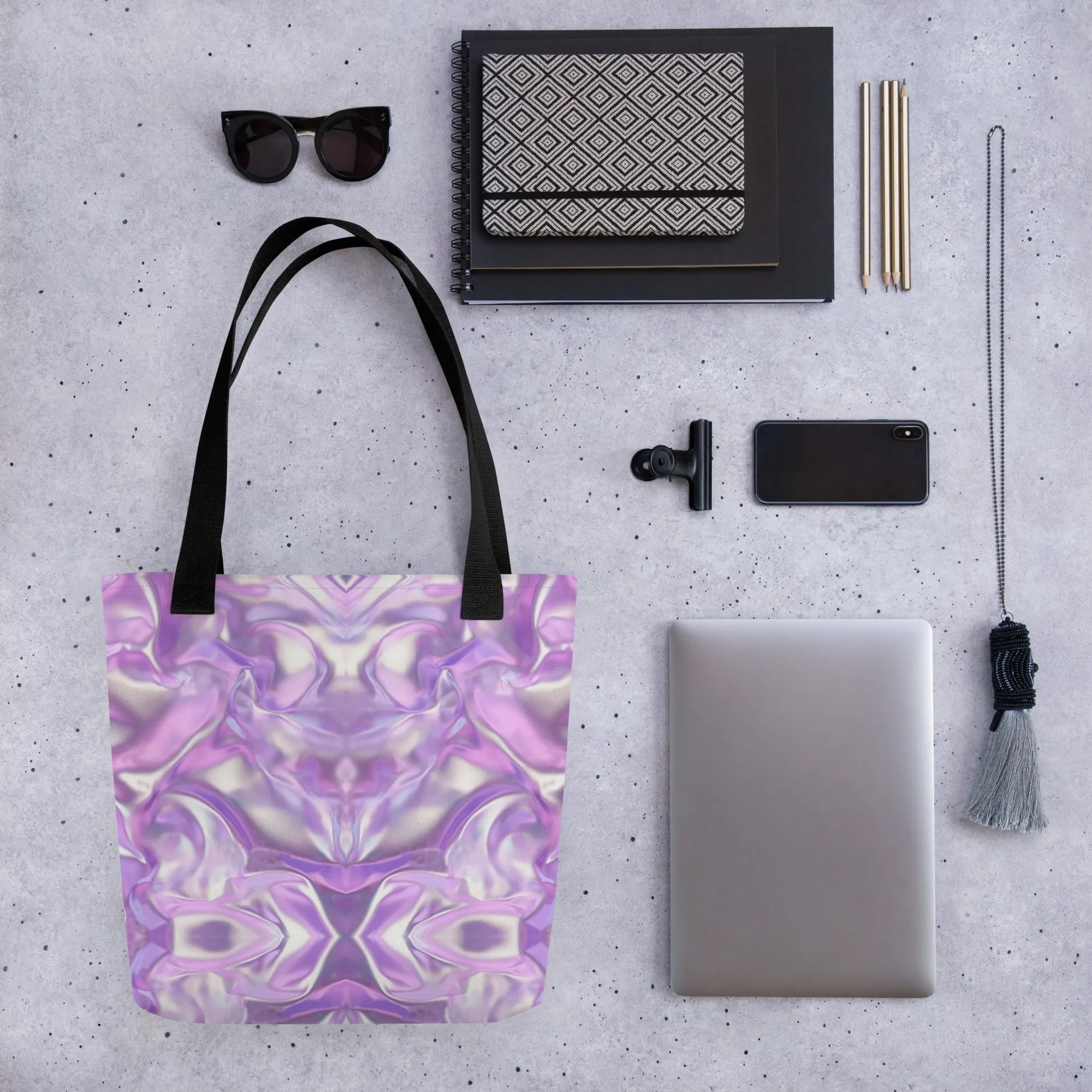 Purple Geometric All Over Print Tote Bag