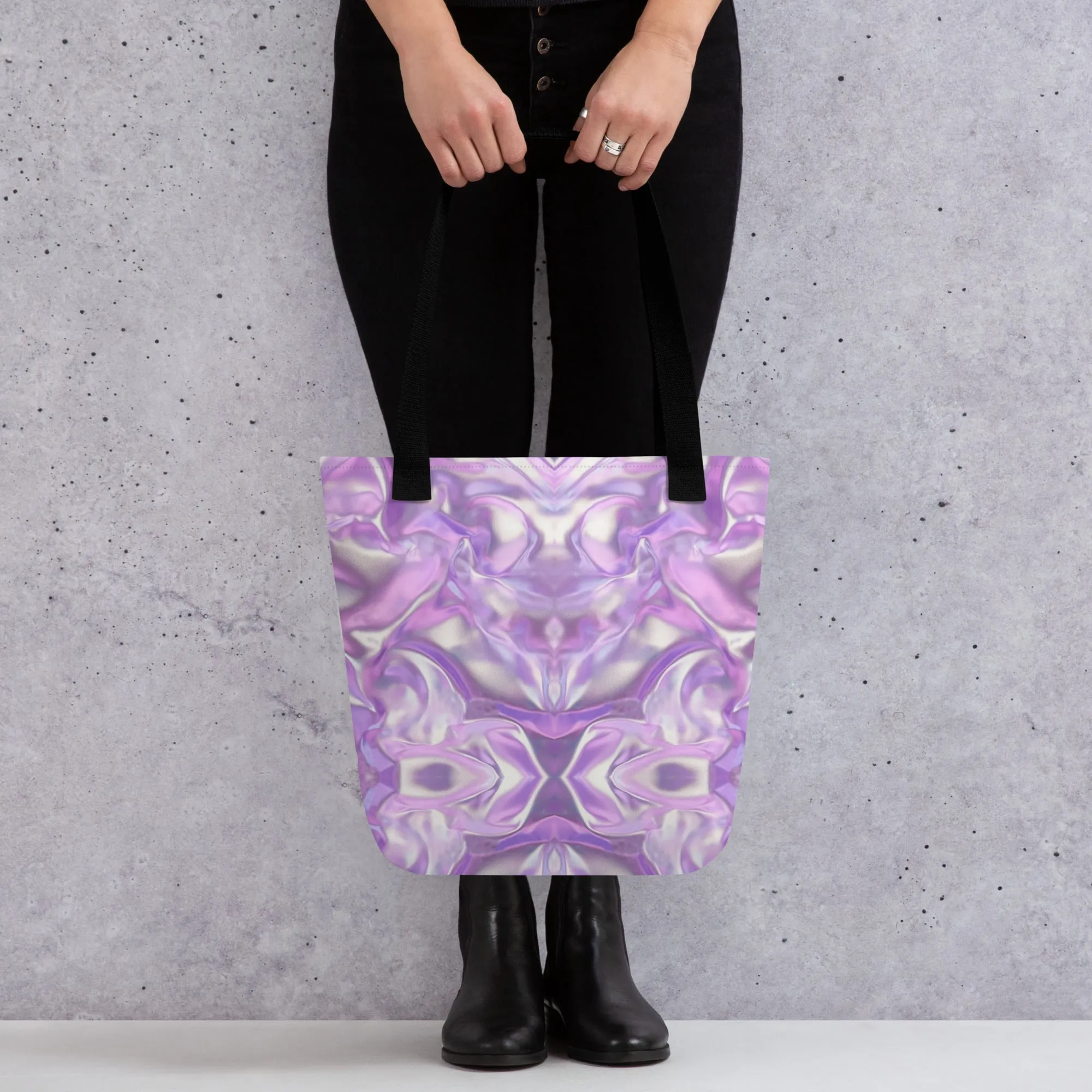 Purple Geometric All Over Print Tote Bag