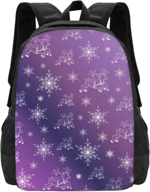 Purple,Reindeer, Stars, Snowflake, Christmas Lightweight Packable Backpack Travel Casual Hiking Daypack Foldable Backpack For Men Women