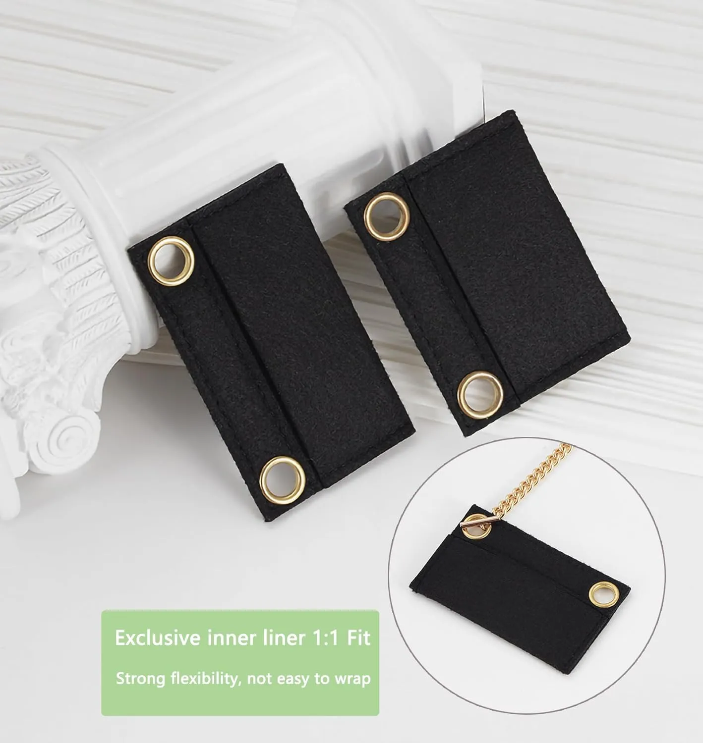 Purse Conversion Kit with Premium Felt Insert & 120cm Alloy Chain - Convert Your Wallet into Crossbody Bag