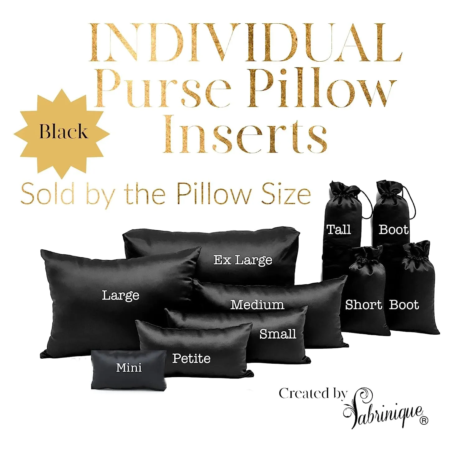 Purse Insert Pillows - Custom Cushioned Handbag Fillers by Fabrinique - Shaper Inserts to Maintain Small to Large Purses - Insert Stuffers Prevent Creases & Damage for Bag Storage - Black - Mini