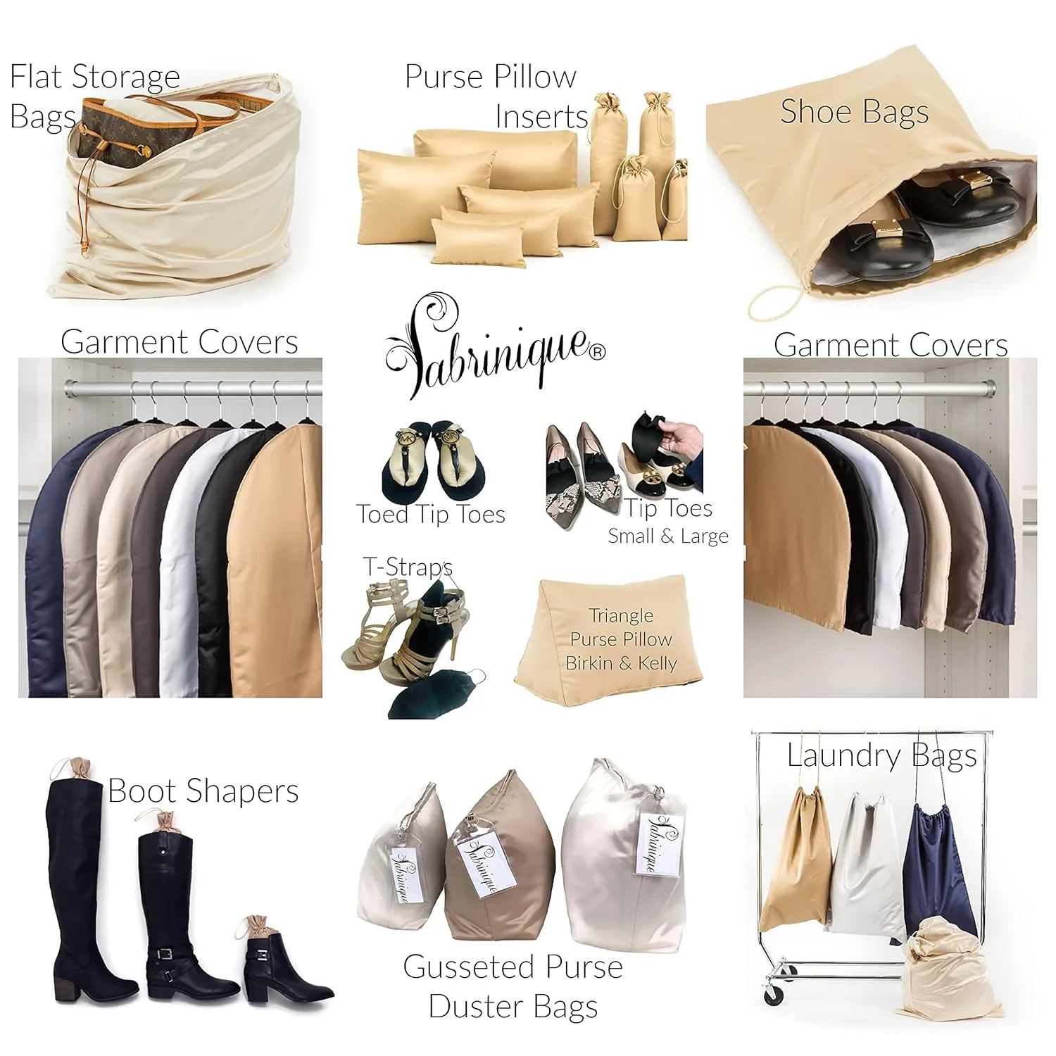 Purse Insert Pillows - Custom Cushioned Handbag Fillers by Fabrinique - Shaper Inserts to Maintain Small to Large Purses - Insert Stuffers Prevent Creases & Damage for Bag Storage - Cream - Mini