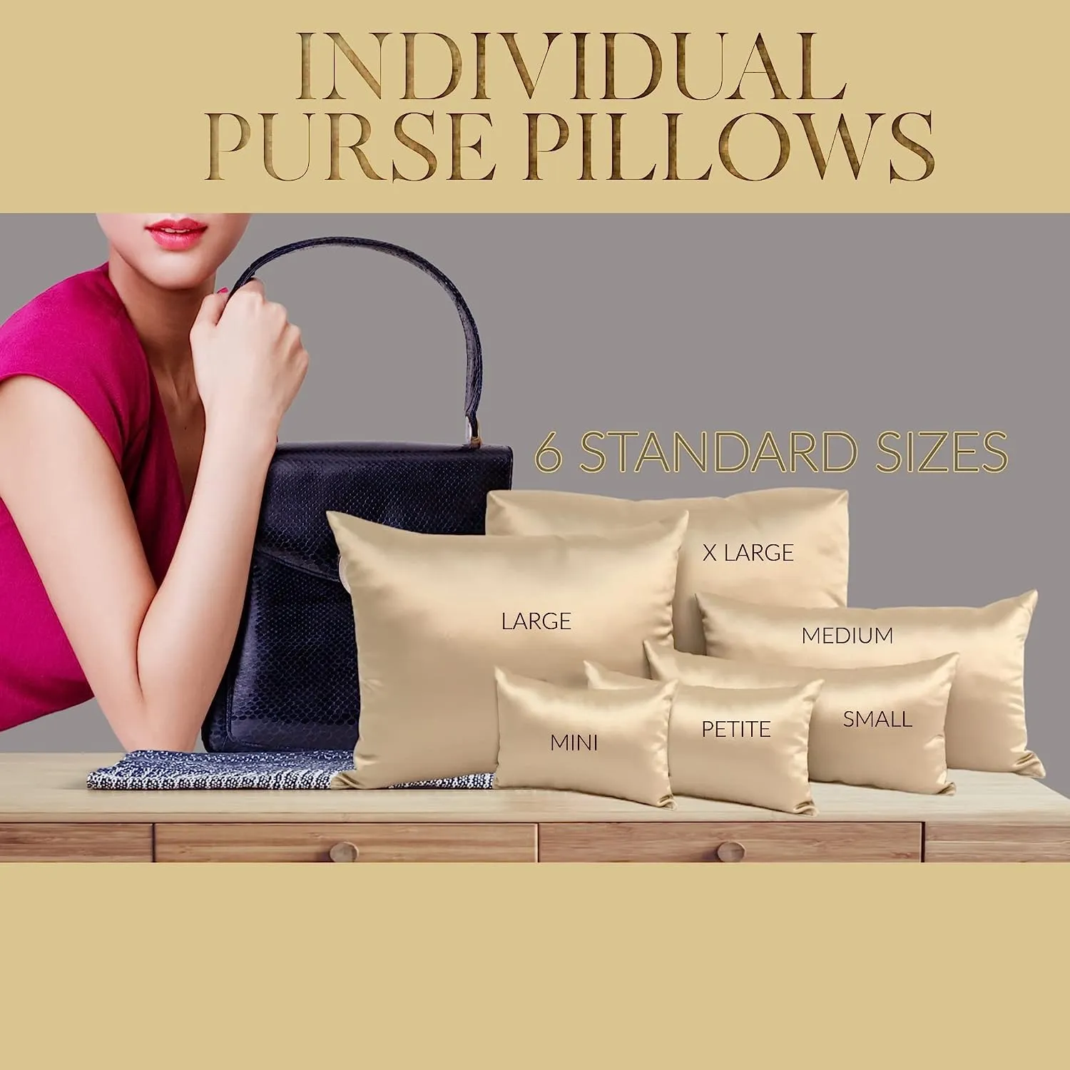 Purse Insert Pillows - Custom Cushioned Handbag Fillers by Fabrinique - Shaper Inserts to Maintain Small to Large Purses - Insert Stuffers Prevent Creases & Damage for Bag Storage - Cream - XL