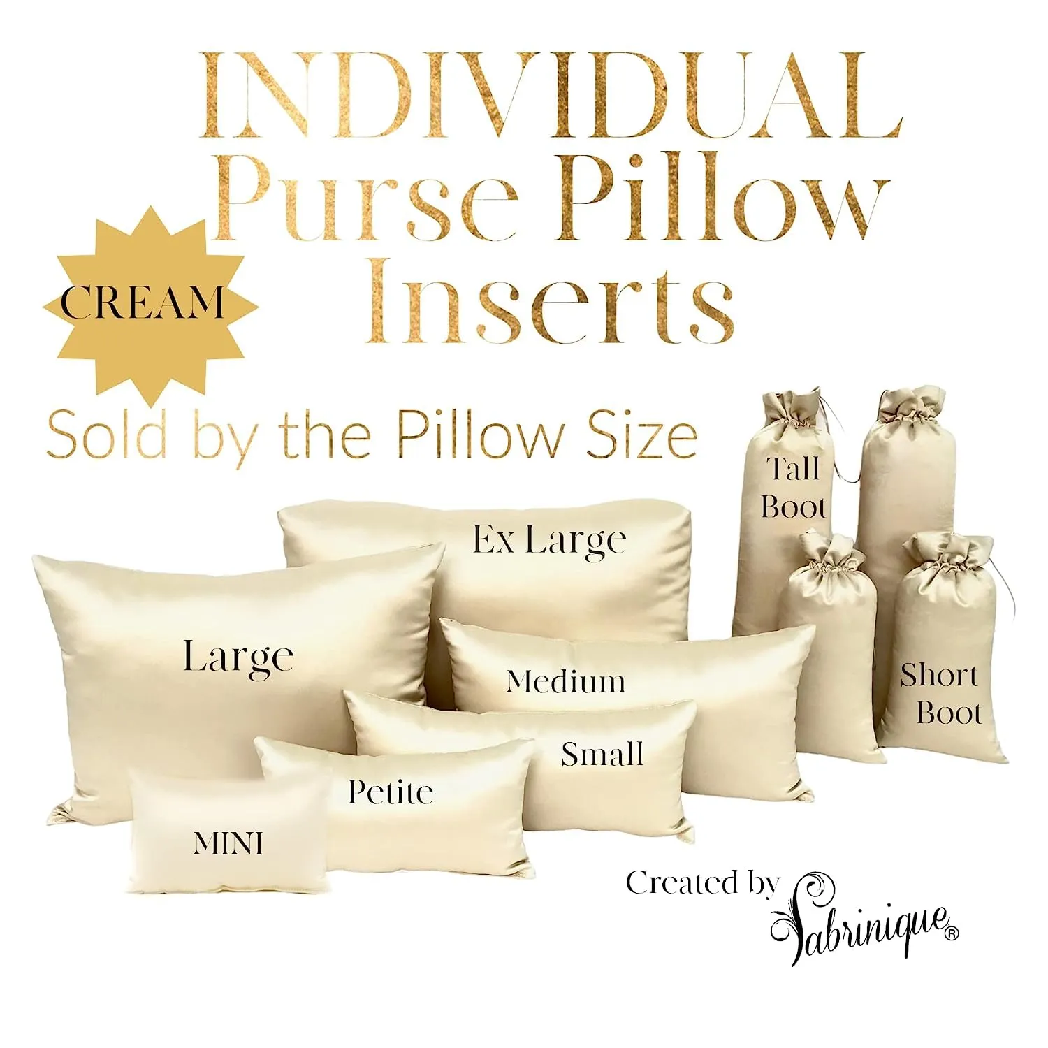Purse Insert Pillows - Custom Cushioned Handbag Fillers by Fabrinique - Shaper Inserts to Maintain Small to Large Purses - Insert Stuffers Prevent Creases & Damage for Bag Storage - Cream - XL