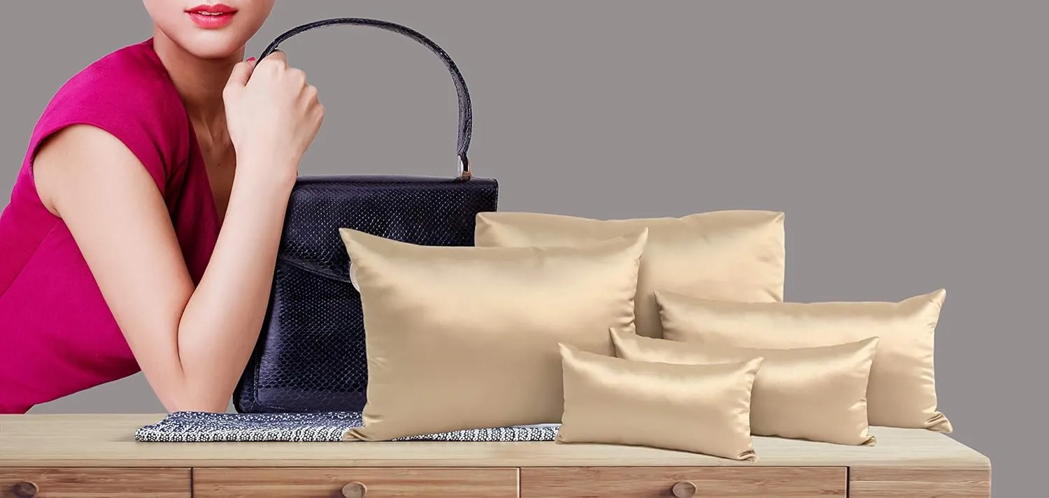 Purse Insert Pillows Set - Custom Cushioned Handbag Fillers by Fabrinique - Set of Shaper Inserts Made to Maintain Small to Extra Large Bags - Prevent Creases and Damage (Ice Grey, S-XL 5PC Set)