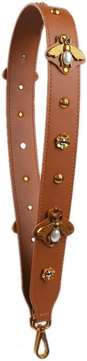 Purse Straps Replacement Crossbody Guitar Straps Luggage Straps for Women's Shoulder Handbags Rivets Brown(Bee)